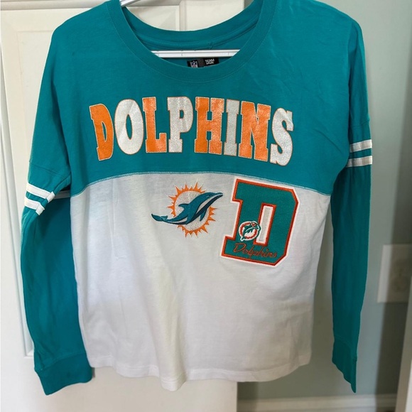 NFL Dolphins Kids Long Sleeve Tee - Teal and White - Picture 1 of 6